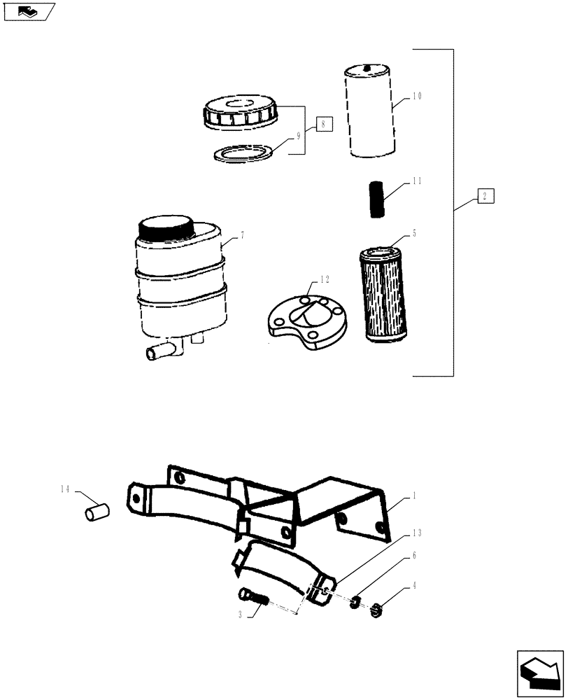 Схема запчастей Case IH FARMALL 75A - (41.200.03) - POWER STEERING RESERVOIR (41) - STEERING