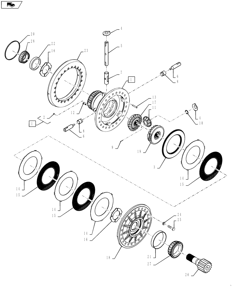 Схема запчастей Case IH STEIGER 350 - (25.102.11) - AXLE - ASSY - 425 SERIES - DIFFERENTIAL, WITH DIFFERENTIAL LOCKS (25) - FRONT AXLE SYSTEM