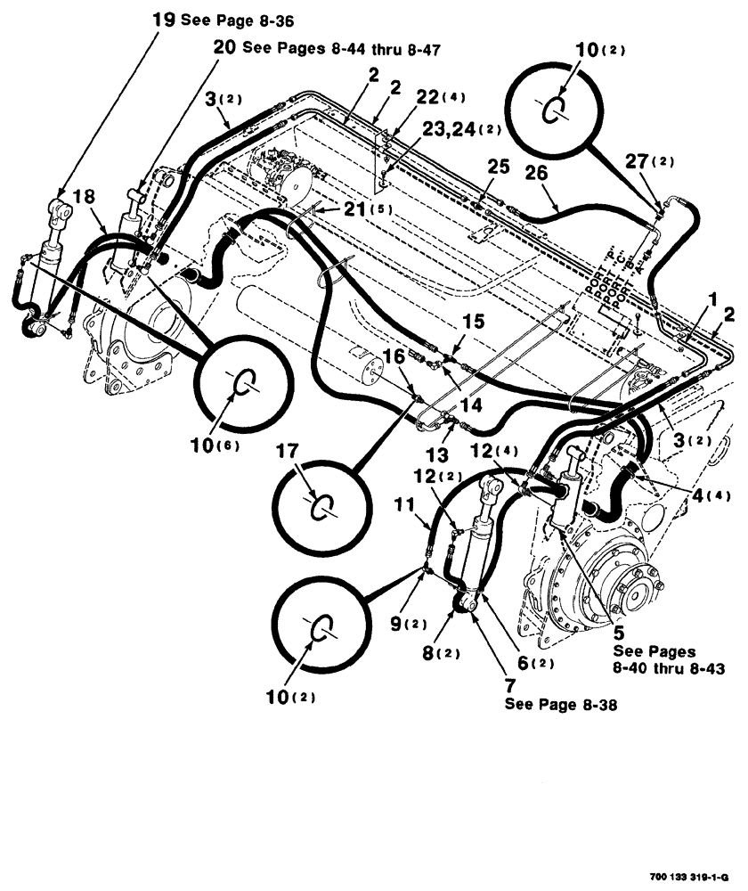 Схема запчастей Case IH 8880 - (08-028) - HEADER LIFT HYDRAULIC ASSEMBLY (35) - HYDRAULIC SYSTEMS