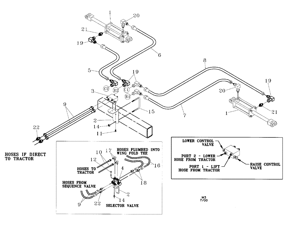 Схема запчастей Case IH 3250 - (35.100.04) - HYDRAULICS FOR ROW MARKER OPTION (08) - HYDRAULICS