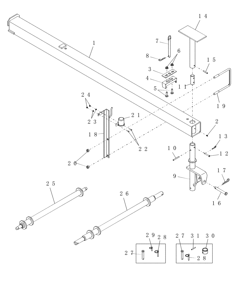 Схема запчастей Case IH 1200 - (F.10.G[05]) - ENDWISE TRANSPORT HITCH AND STAND, 8 ROW RIGID TRAILING (BSN CBJ022936) F - Frame Positioning