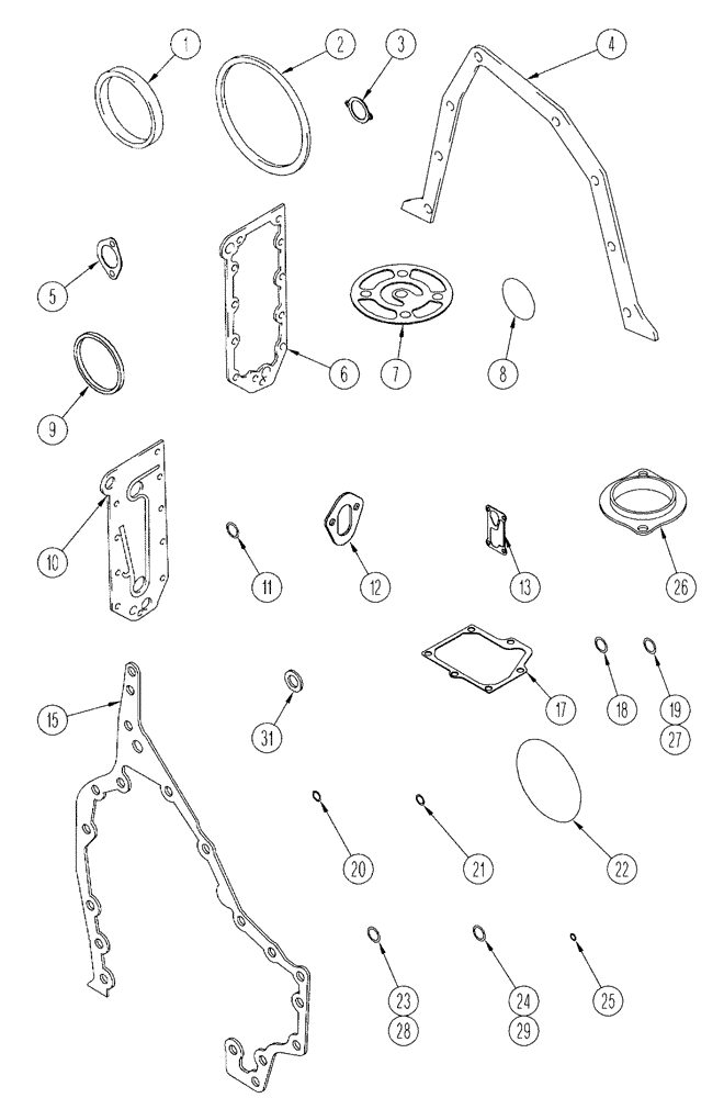 Схема запчастей Case IH SPX4410 - (03-023) - GASKET KIT - CYLINDER BLOCK (01) - ENGINE