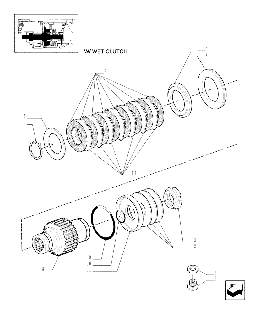 Схема запчастей Case IH MXU110 - (1.33.3/02[02]) - (VAR.163) DIFFERENTIAL LOCK FOR NON-STRENGTHENED WHEEL AXLE - TRANSMISSION GEARINGS (04) - FRONT AXLE & STEERING