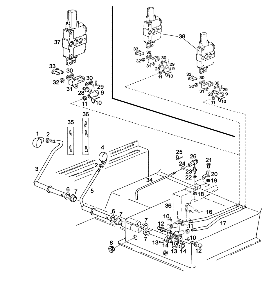 Схема запчастей Case IH C55 - (08-04[01]) - CONTROL LEVER - SPOOL VALVE CONTROL (08) - HYDRAULICS