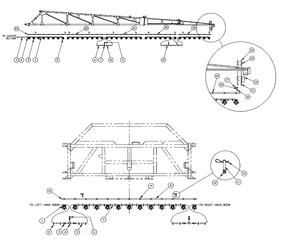 Схема запчастей Case IH PATRIOT XL - (09-034[03]) - 75 3-BOOM SHUTOFF-10" ON CENTER-NOZZLES, CENTER BOOM 5-WAY NOZZLES Liquid Plumbing