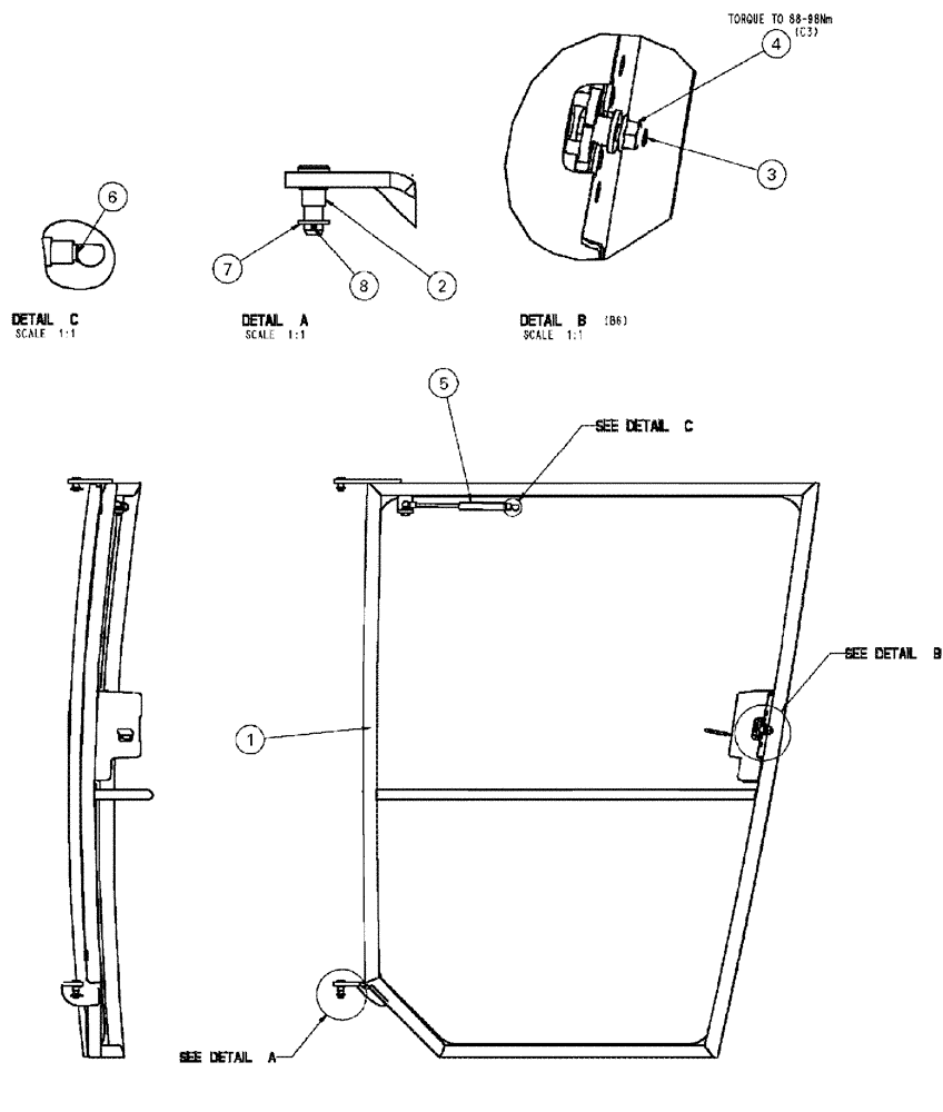 Схема запчастей Case IH SPX4260 - (02-001) - DOOR GROUP Cab Exterior