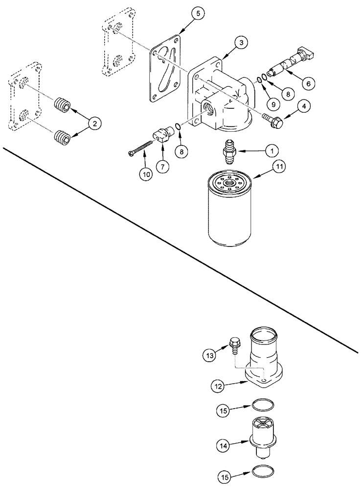 Схема запчастей Case IH FLX3010 - (02-050) - COOLANT FILTER - THERMOSTAT, FLX 3010 (01) - ENGINE