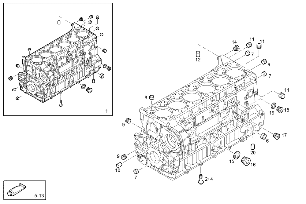 Схема запчастей Case IH F3AE0684G B001 - (0401.050) - CRANKCASE 