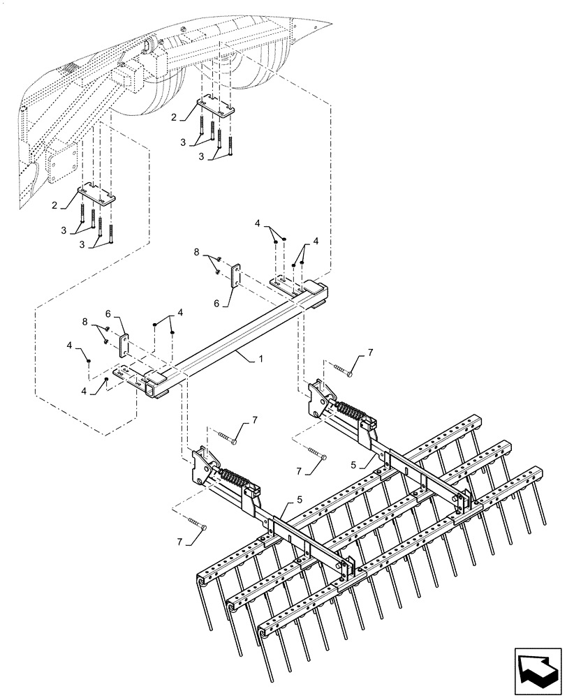 Схема запчастей Case IH 330 TRUE-TANDEM - (75.200.15) - COIL TINE HARROW MOUNT MAIN FRAME (75) - SOIL PREPARATION