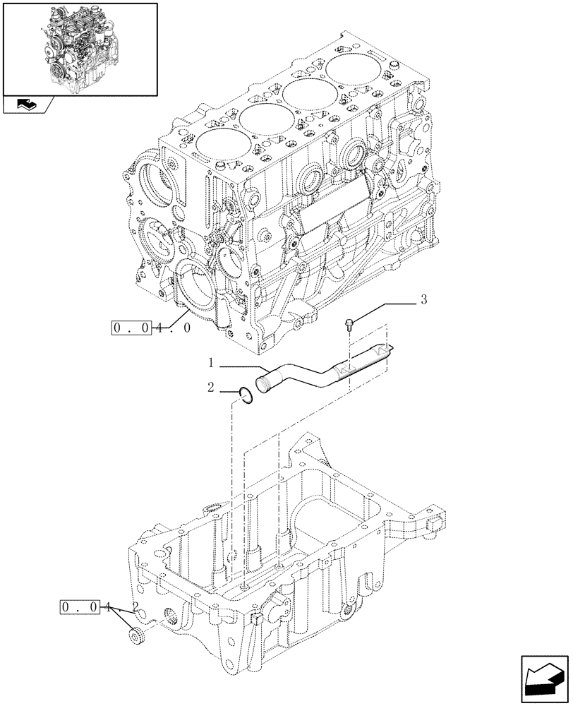 Схема запчастей Case IH FARMALL 65C - (0.30.5) - OIL PUMP PIPING (01) - ENGINE