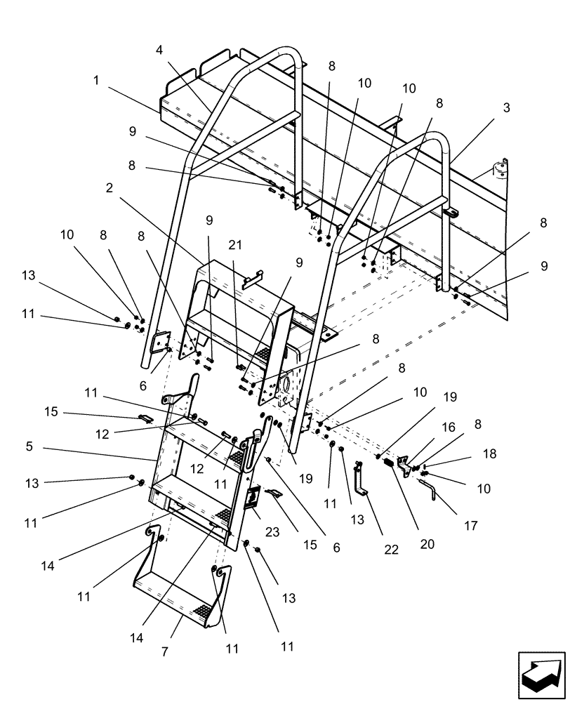 Схема запчастей Case IH 1250 - (80.150.01[01]) - BULK FILL - LADDER - 24 ROW BSN Y9S007001 (80) - CROP STORAGE/UNLOADING