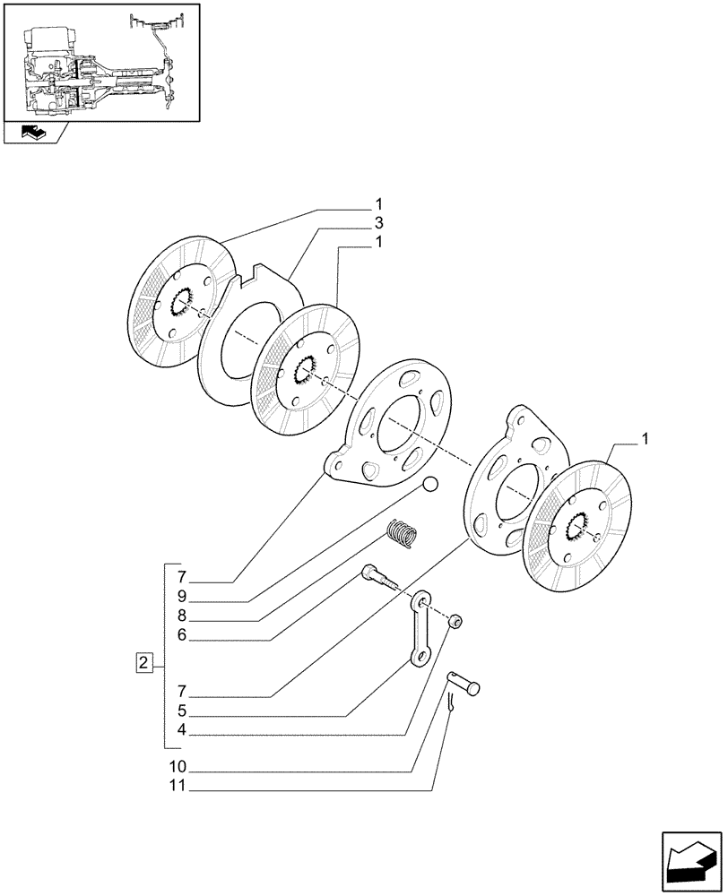 Схема запчастей Case IH FARMALL 90 - (1.65.3) - PARKING BRAKE SYSTEM (05) - REAR AXLE