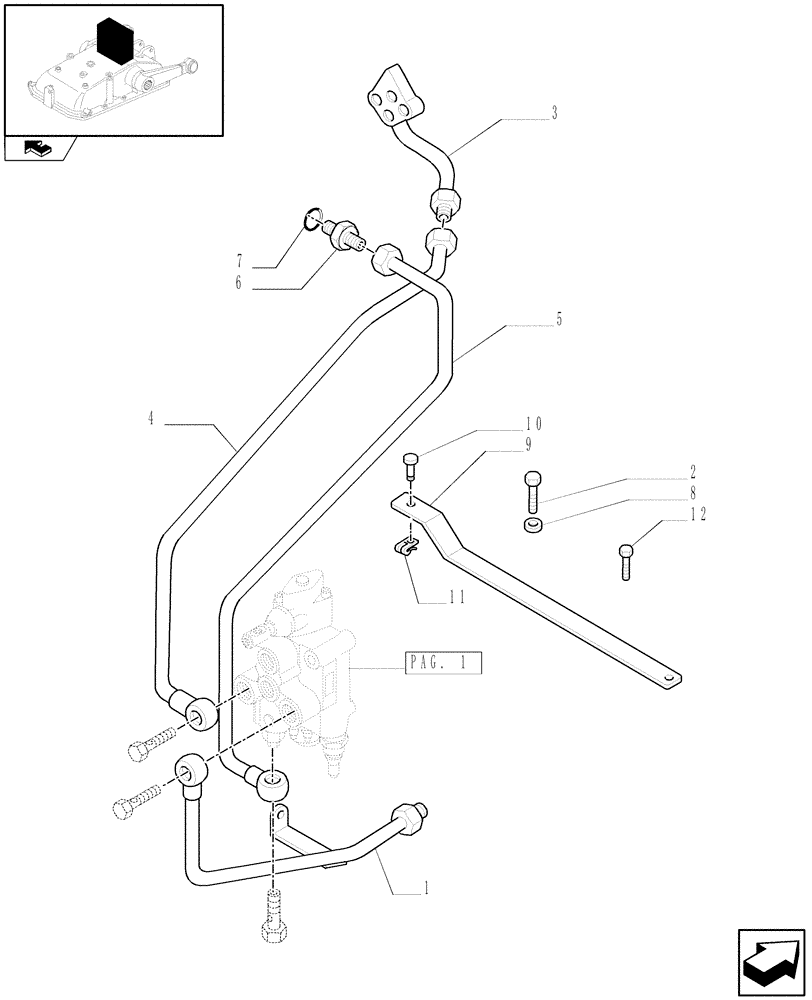 Схема запчастей Case IH FARMALL 90 - (1.82.7[02]) - 1 CONTROL VALVE - PIPES (VAR.335366-335412) (07) - HYDRAULIC SYSTEM