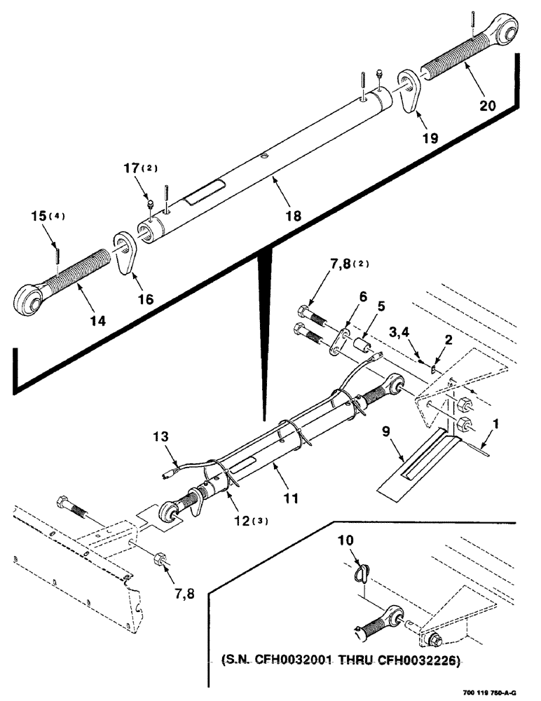 Схема запчастей Case IH 8840 - (7-06) - HEADER SUPPORT LINKAGE ASSEMBLY (UPPER) (58) - ATTACHMENTS/HEADERS