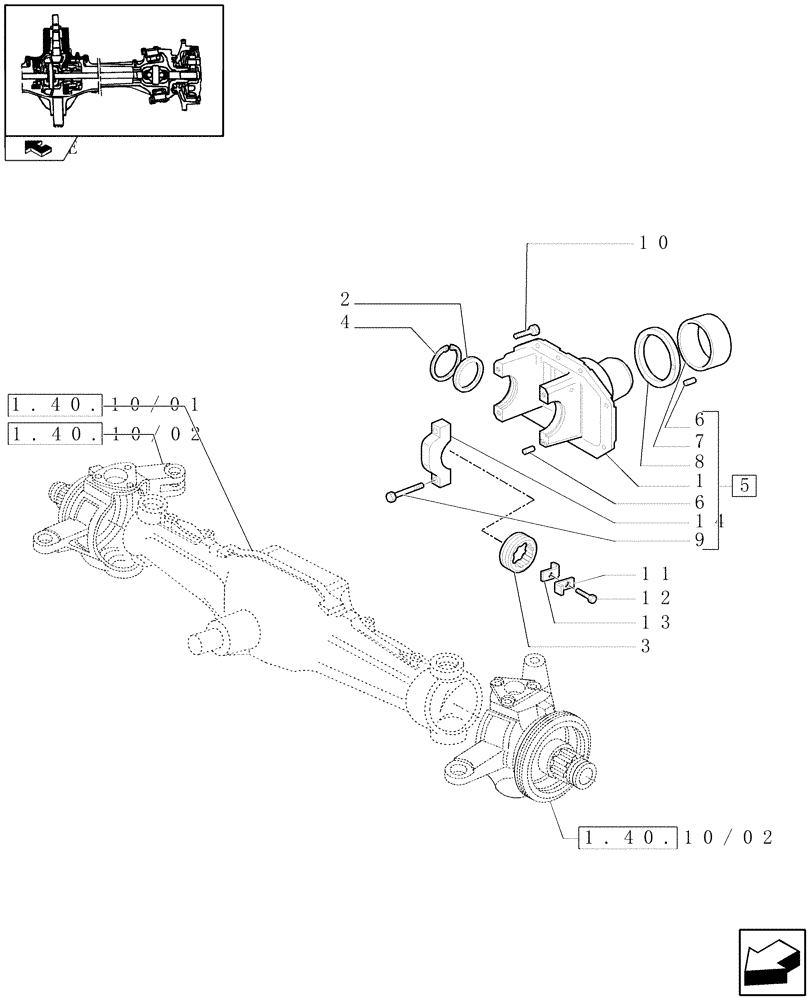 Схема запчастей Case IH FARMALL 80 - (1.40.10/05) - STANDARD FRONT AXLE W/LIMITED SLIP DIFF,40KM/H - SUPPORT (VAR.335541-743559-743552) (04) - FRONT AXLE & STEERING