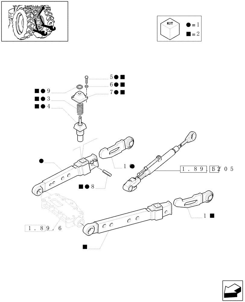 Схема запчастей Case IH MXM120 - (1.89.9/03[01A]) - (VAR.911) IMPLEMENT CARRIER (TELESCOPIC ARMS), ANTI-SHAKE PLATES - D5155 (09) - IMPLEMENT LIFT