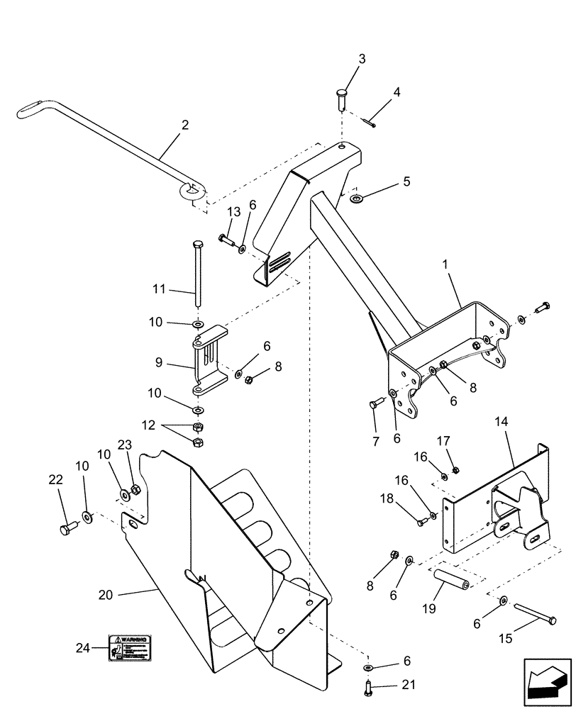 Схема запчастей Case IH AFX8010 - (E.20.A.70[05A]) - BRACKETS & HINGE, R.H. LOWER - P.I.N. XXXXXX & AFTER E - Body and Structure