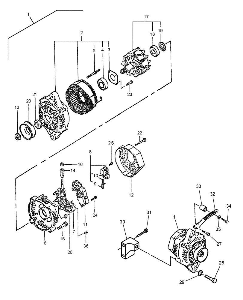 Схема запчастей Case IH DX21 - (01.12) - ALTERNATOR (01) - ENGINE