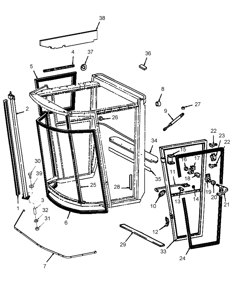 Схема запчастей Case IH WDX1202S - (10.04[2]) - DOOR & WINDOW SEALS (10) - OPERATORS PLATFORM/CAB