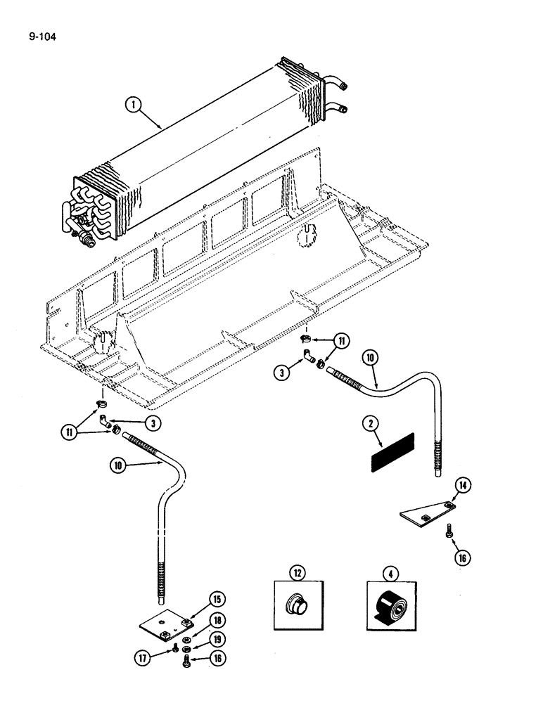 Схема запчастей Case IH 3394 - (9-104) - CAB, AIR CONDITIONING EVAPORATOR (09) - CHASSIS/ATTACHMENTS