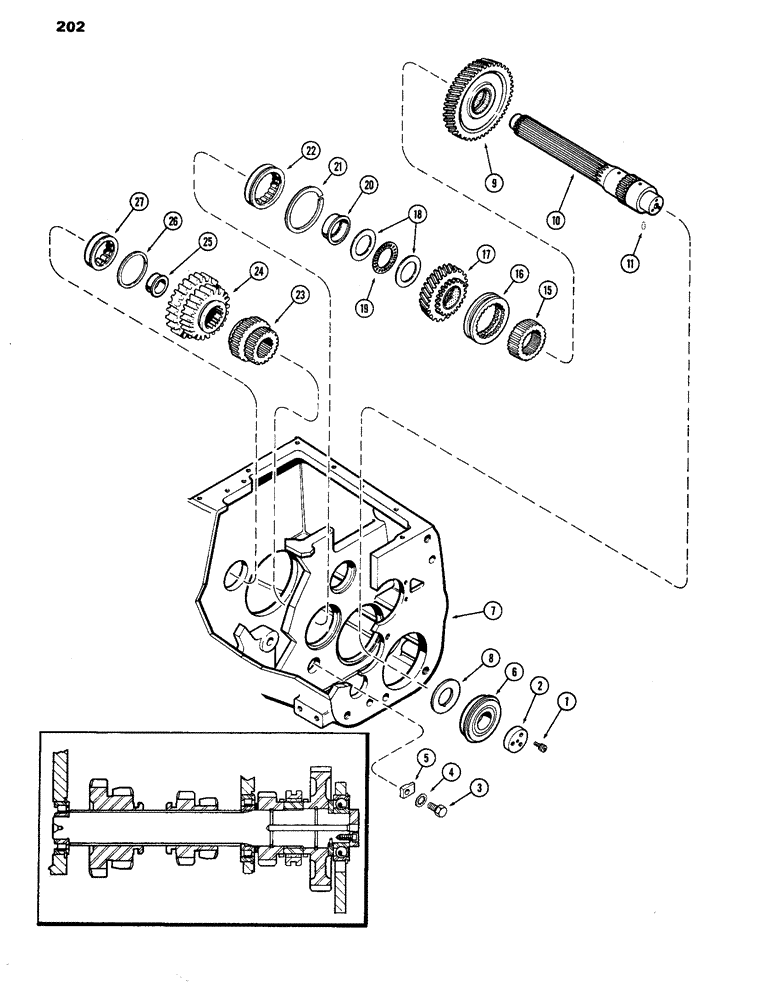 Схема запчастей Case IH 770 - (202) - SLIDING GEAR SHAFT, MECHANICAL SHIFT (06) - POWER TRAIN