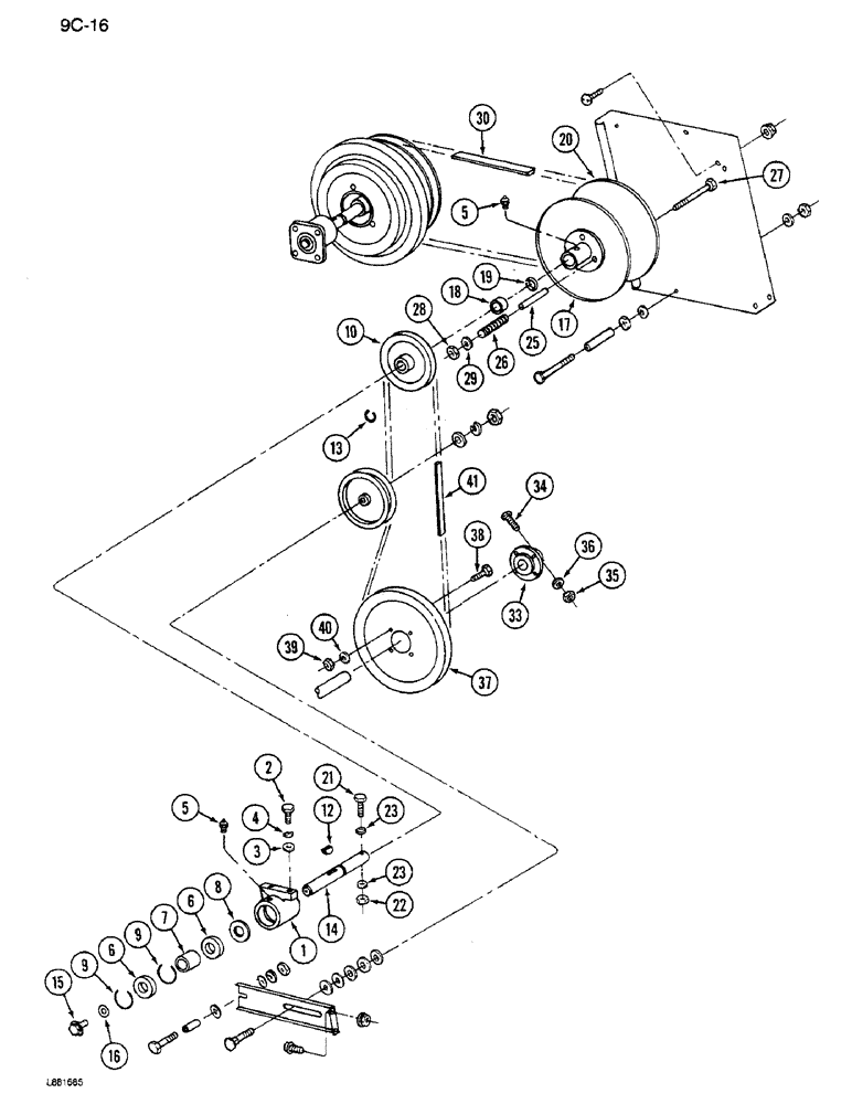 Схема запчастей Case IH 1640 - (9C-16) - SLOW SPEED FAN DRIVE (15) - BEATER & CLEANING FANS