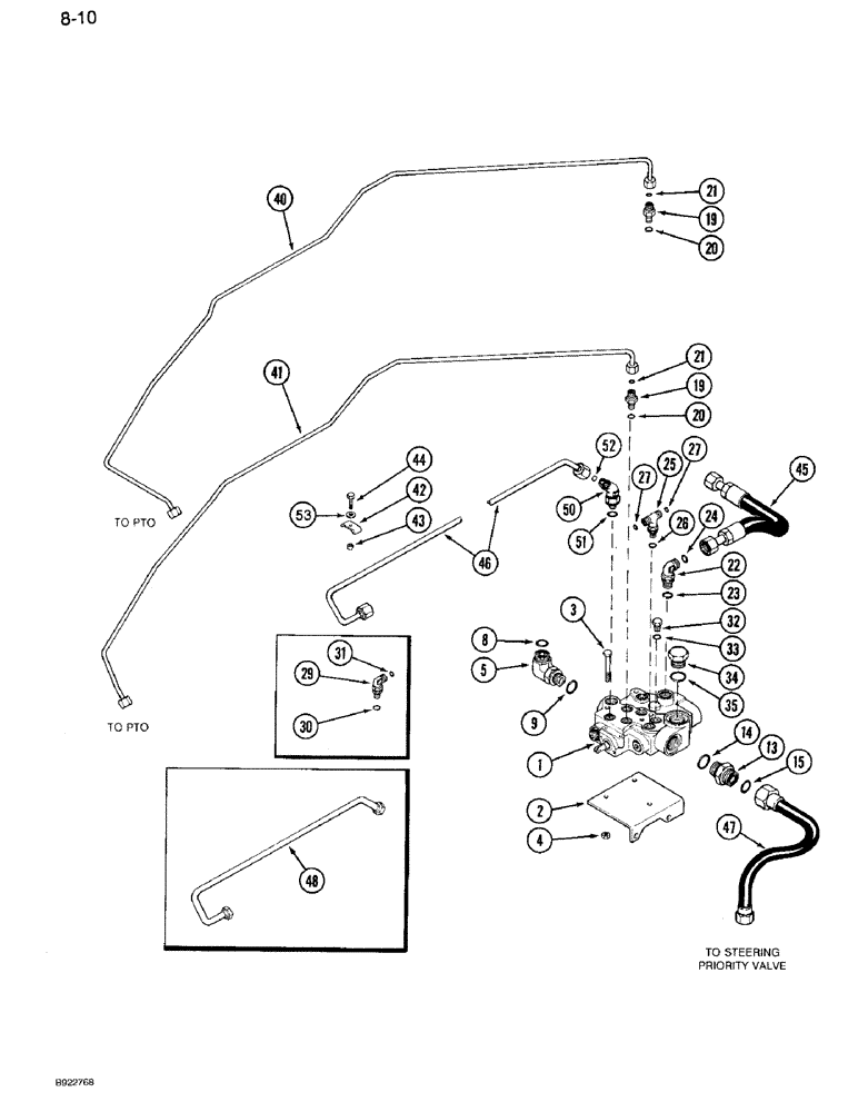 Схема запчастей Case IH 7110 - (8-10) - PTO HYDRAULICS, PRIOR TO TRANSMISSION SERIAL NUMBER AJB0044915 (08) - HYDRAULICS