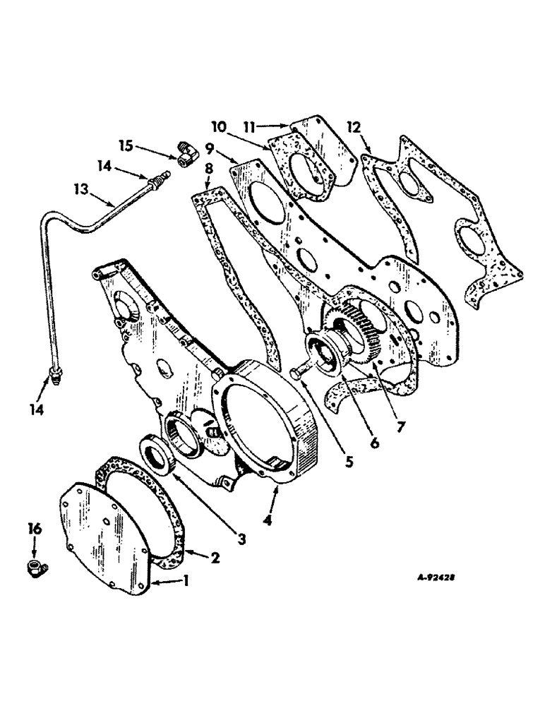 Схема запчастей Case IH BD-144 - (A-08) - CRANKCASE FRONT COVER 