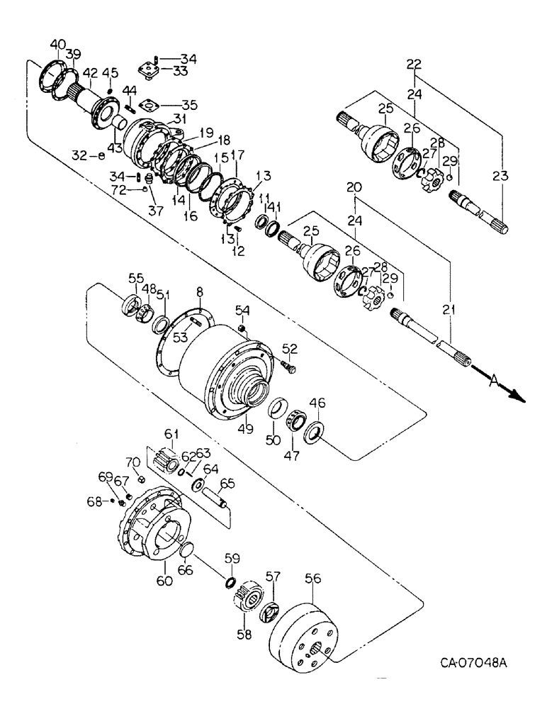 Схема запчастей Case IH 3088 - (07-34) - DRIVE TRAIN, PLANETARY STEERING AXLE, TRACTORS WITH ALL WHEEL DRIVE, WITH ONE PIECE DRIVE SHAFT (04) - Drive Train