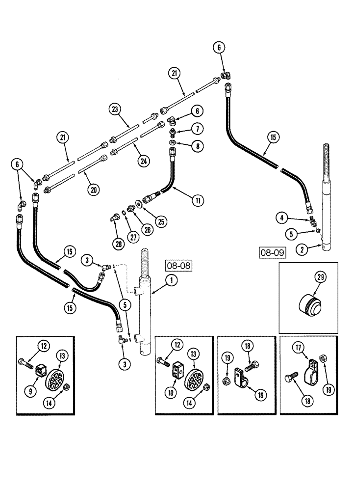 Схема запчастей Case IH 1010 - (08-05) - REEL LIFT HYDRAULIC SYSTEM - 22.5, 25.0 AND 30.0 FOOT (08) - HYDRAULICS