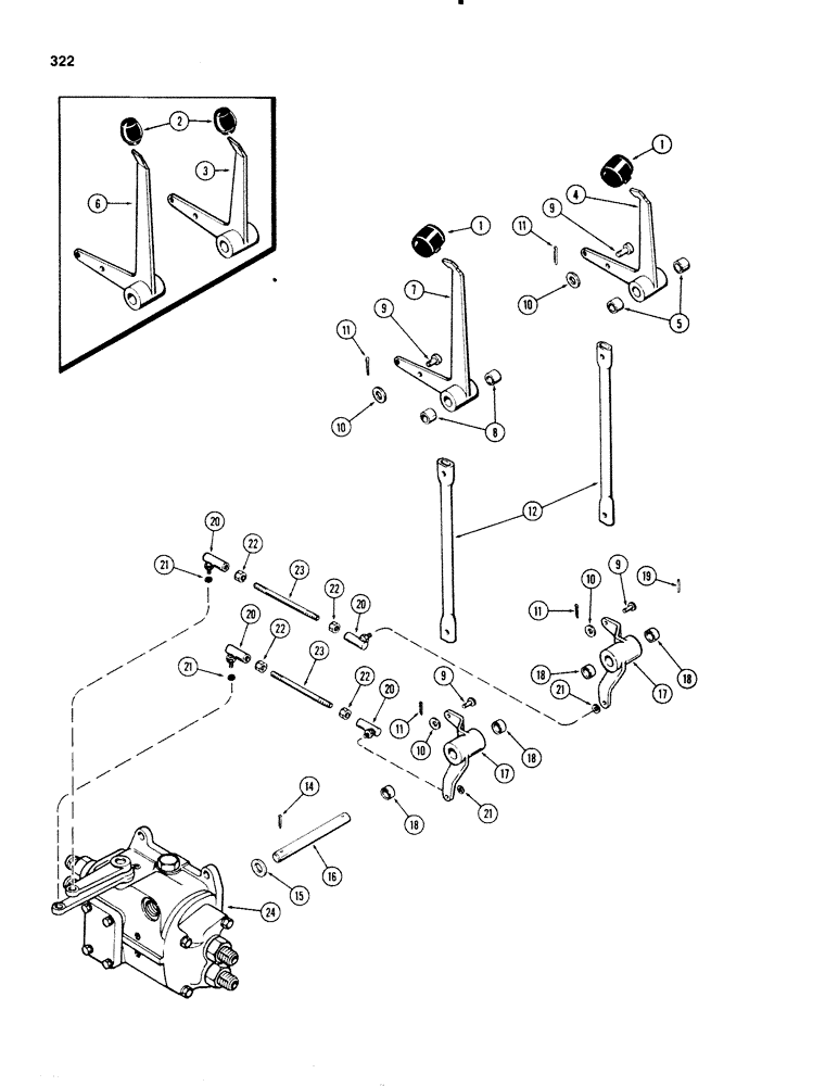 Схема запчастей Case IH 1270 - (322) - RIGHT HAND REMOTE VALVE CONTROLS (08) - HYDRAULICS