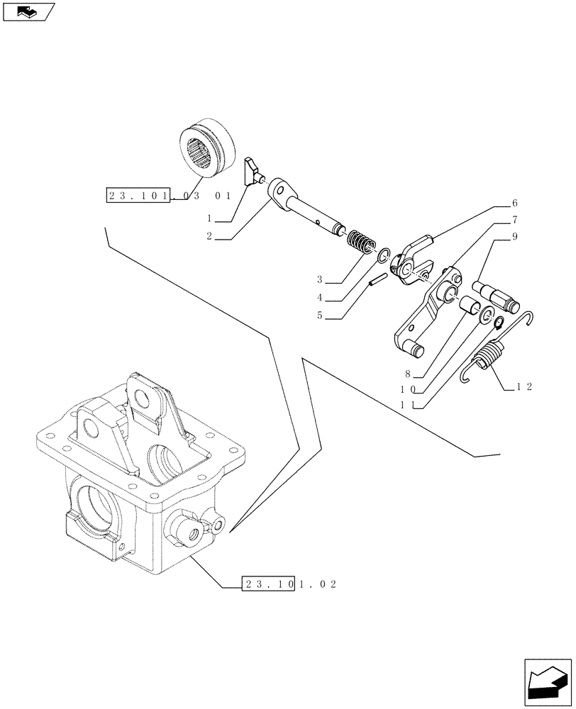 Схема запчастей Case IH FARMALL 65C - (23.101.04) - 4WD IDLER CONTROLS (23) - FOUR WHEEL DRIVE SYSTEM