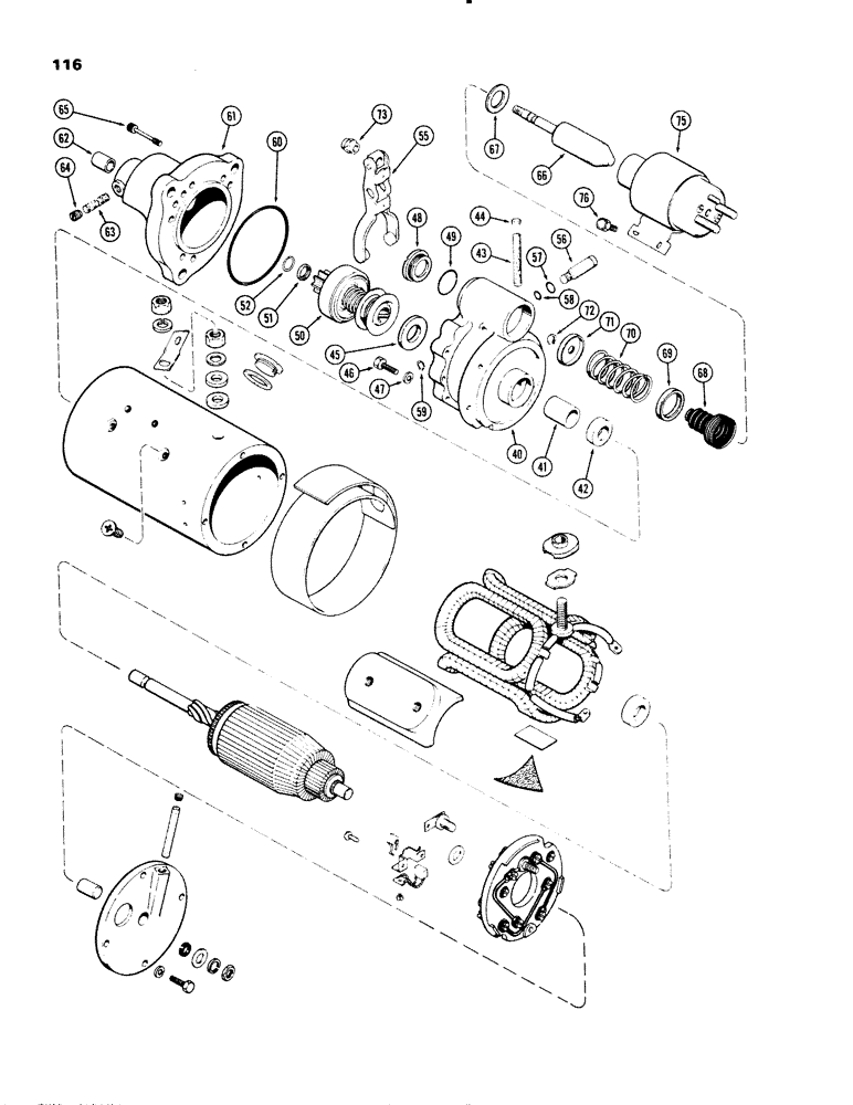 Схема запчастей Case IH 1270 - (116) - STARTER ASSEMBLY, DELCO-REMY NUMBER 1113399 (04) - ELECTRICAL SYSTEMS