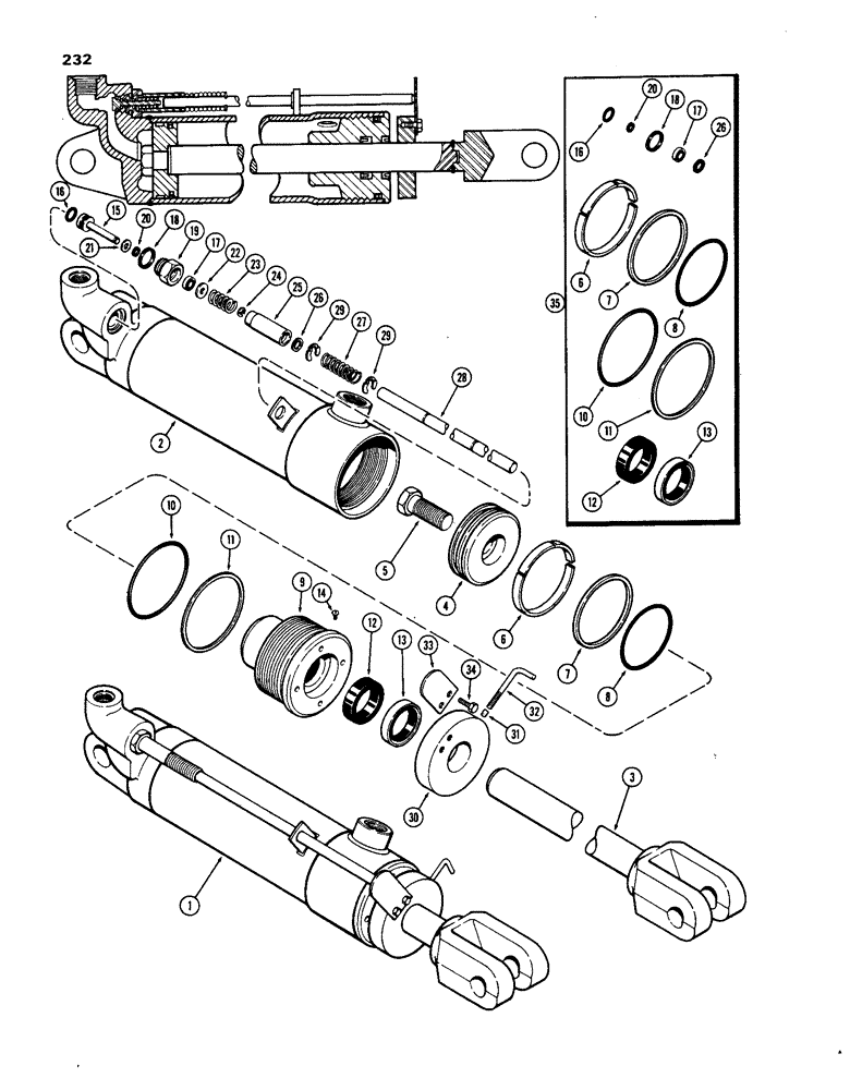 Схема запчастей Case IH 1270 - (232) - G32083 REMOTE HYDRAULIC CYLINDER, 3-1/4 X 8 CYLINDER (08) - HYDRAULICS