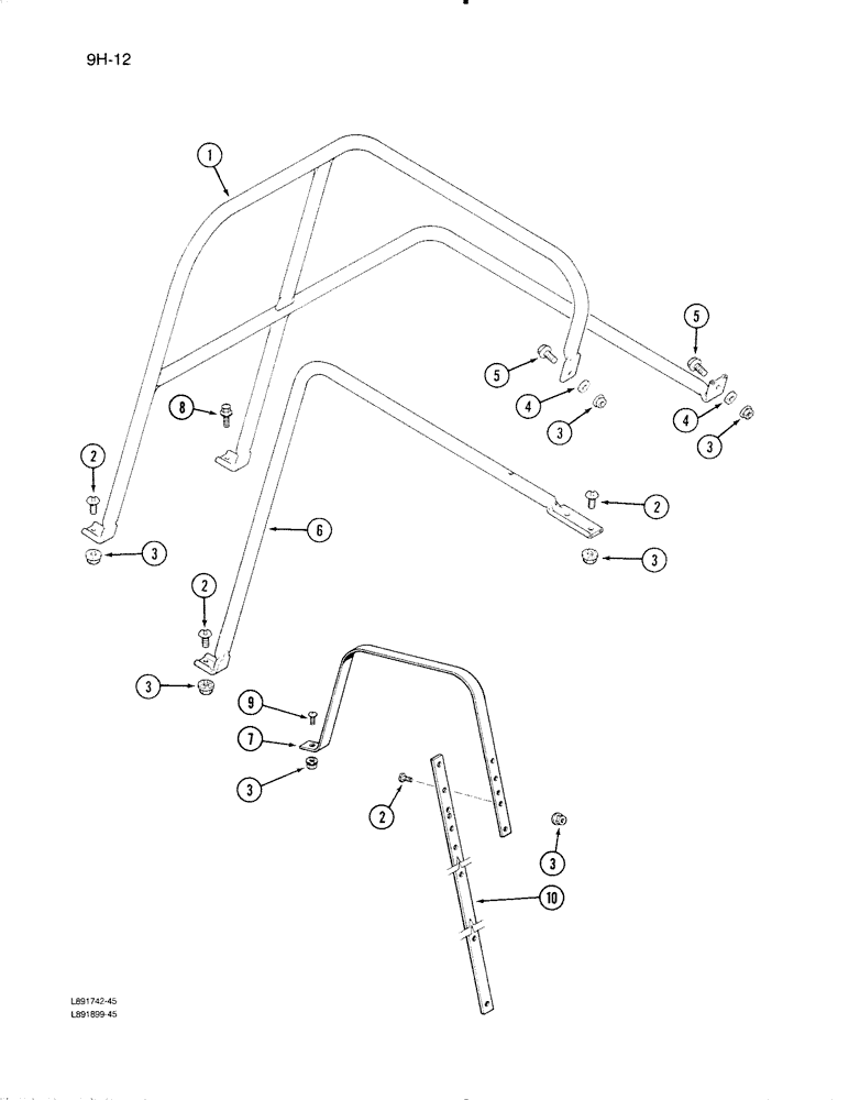 Схема запчастей Case IH 1670 - (9H-12) - SERVICE DECK HAND RAILS (12) - CHASSIS