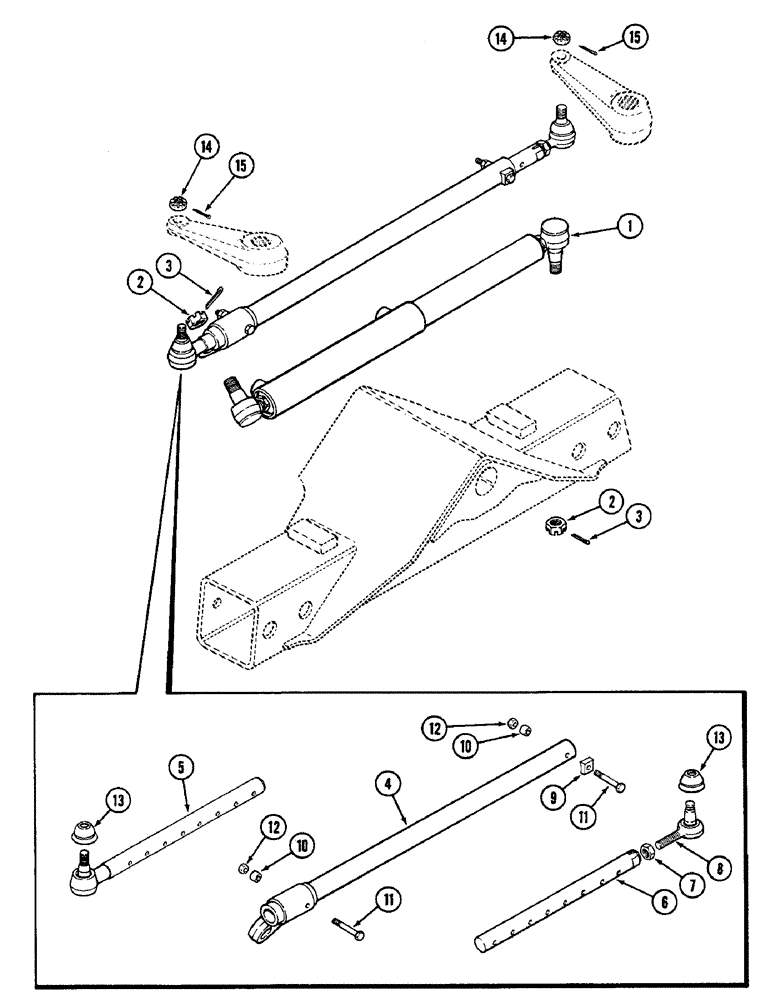 Схема запчастей Case IH 2096 - (5-120) - ADJUSTABLE FRONT AXLE TIE RODS, WITH 108 INCH (2743 MM) WHEEL BASE (05) - STEERING