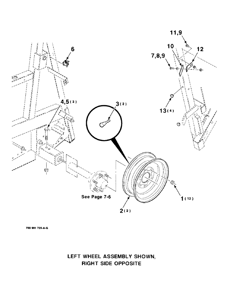 Схема запчастей Case IH 8480 - (7-04) - WHEEL, AXLE AND BALE COUNTER ASSEMBLIES (12) - MAIN FRAME