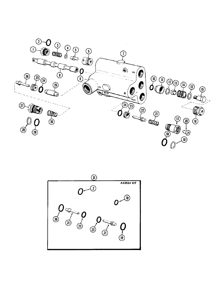 Схема запчастей Case IH 1470 - (132) - A62873 REAR STEERING VALVE (05) - STEERING