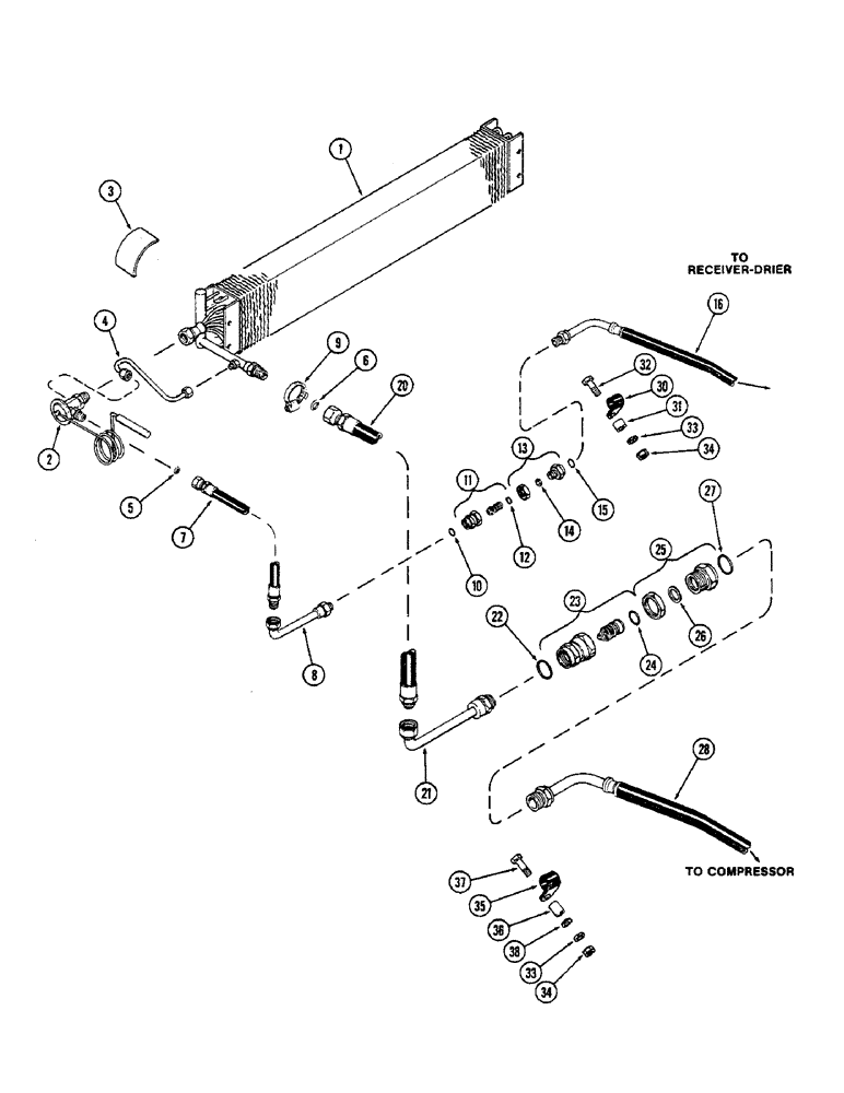 Схема запчастей Case IH 2470 - (516) - CAB, AIR CONDITIONING HOSES AND TUBES, PRIOR TO CAB SERIAL NO. 7864002 (09) - CHASSIS/ATTACHMENTS