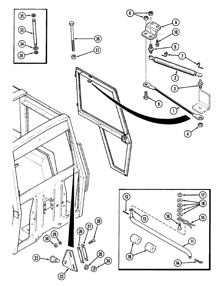 Схема запчастей Case IH 2090 - (9-562) - CAB, DOOR RETAINING PARTS (09) - CHASSIS/ATTACHMENTS