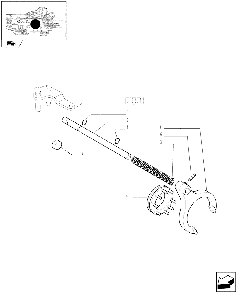 Схема запчастей Case IH FARMALL 95C - (1.32.6) - LOCK, DIFFERENTIAL (03) - TRANSMISSION