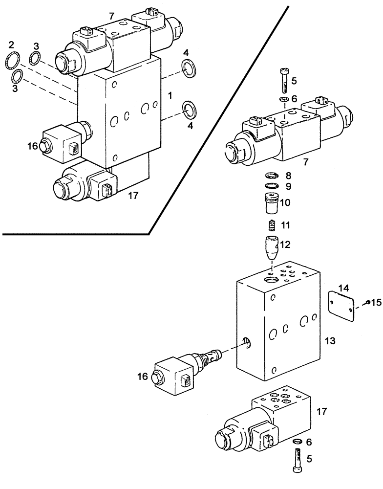 Схема запчастей Case IH C55 - (08-27[01]) - SUPPLEMENTARY CONTROL UNIT DOUBLE ACTING WITH FLOATING POSITION + VALVE B (08) - HYDRAULICS