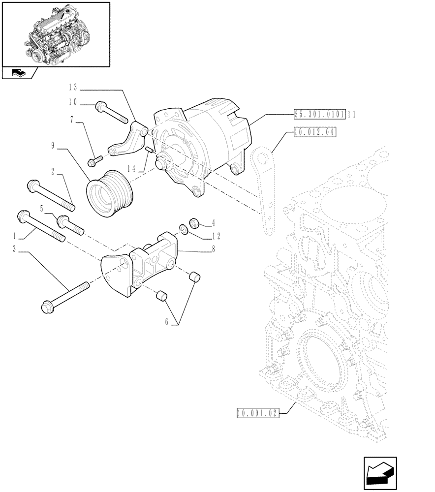 Схема запчастей Case IH F2CE9684U E151 - (55.301.01) - ALTERNATOR (504135726) (06) - ELECTRICAL SYSTEMS