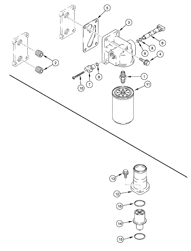 Схема запчастей Case IH FLX3300B - (02-036) - COOLANT FILTER - THERMOSTAT (01) - ENGINE