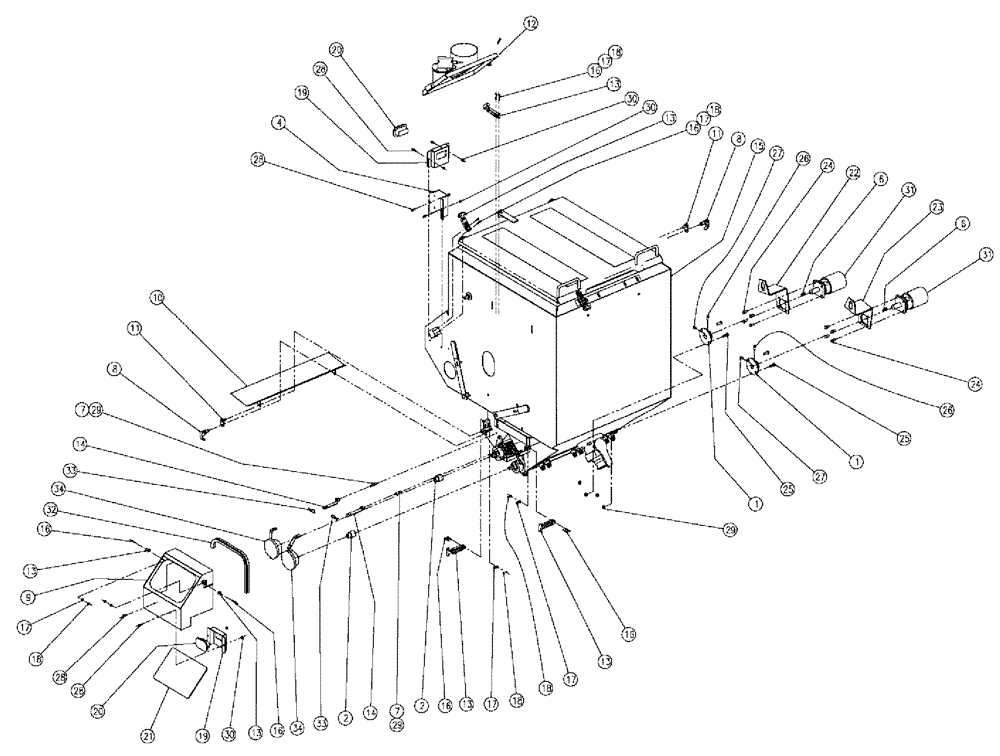 Схема запчастей Case IH 810 - (02-019) - PARTS GROUP, TRIPLE BIN, LH, 50 CU. FT., W/ AUGER Bin Group