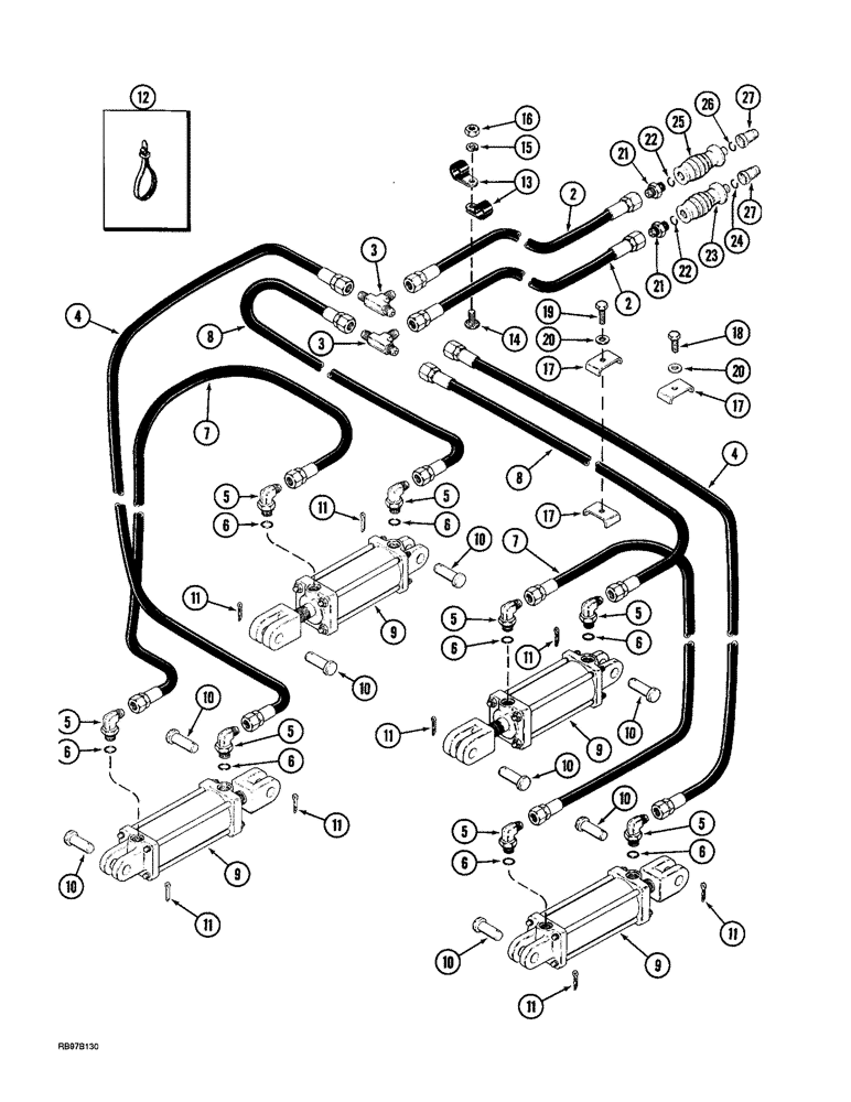 Схема запчастей Case IH 3900 - (8-02) - HYDRAULIC TRANSPORT SYSTEM (08) - HYDRAULICS