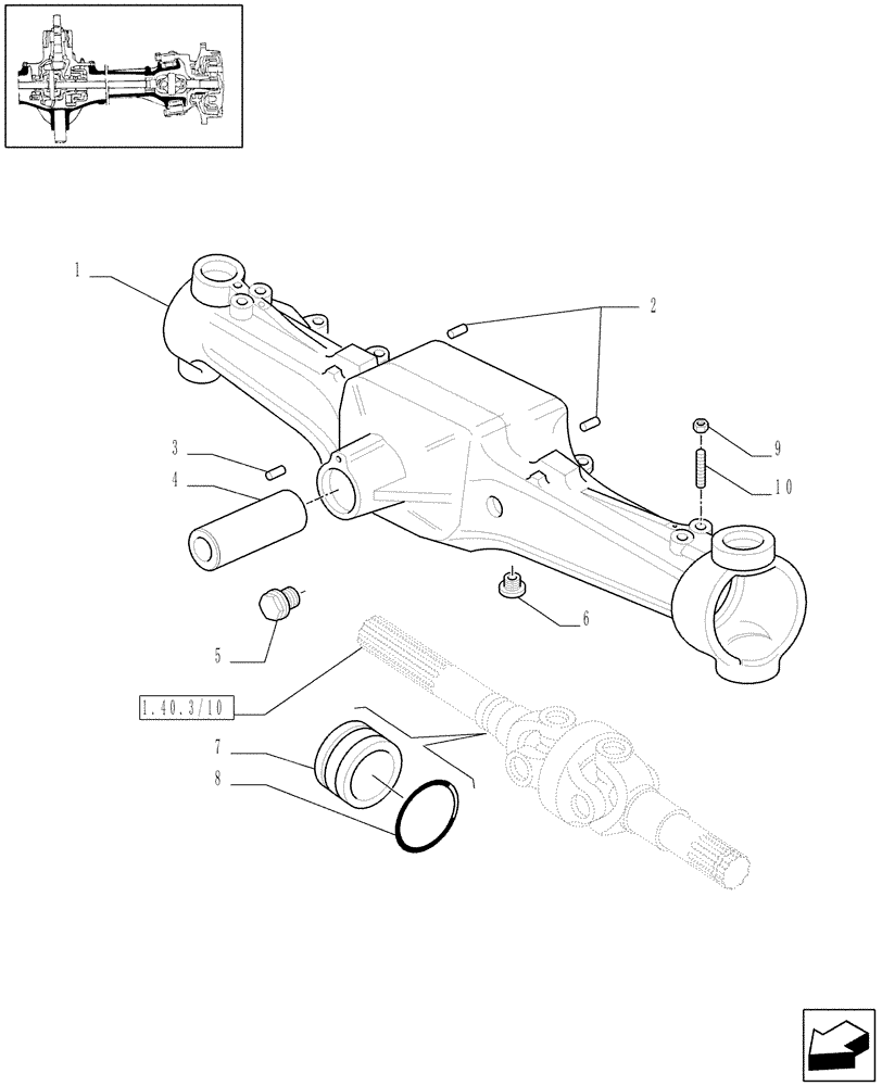 Схема запчастей Case IH MAXXUM 130 - (1.40. 3/01) - (CL.3) FRONT AXLE W/MULTI-PLATE DIFF. LOCK & STRG SENSOR - BOX (VAR.330409) (04) - FRONT AXLE & STEERING