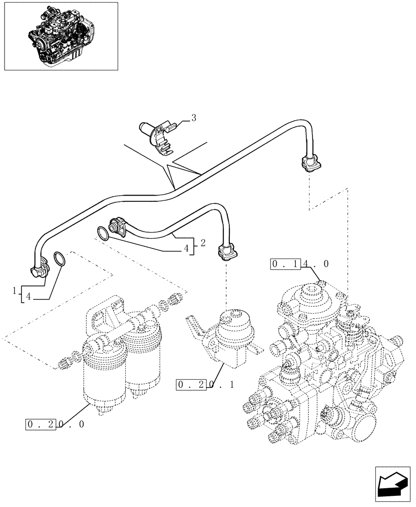 Схема запчастей Case IH F4GE0684E D600 - (0.20.3[01]) - PIPING - FUEL (504072175) 