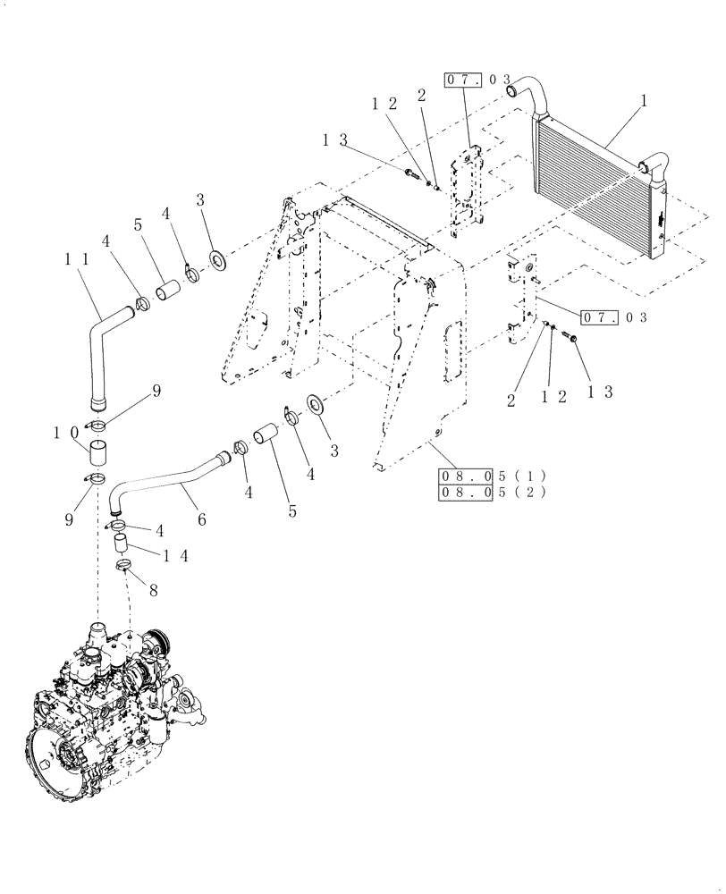 Схема запчастей Case IH WD1903 - (02.07) - INTERCOOLER (02) - ENGINE EQUIPMENT