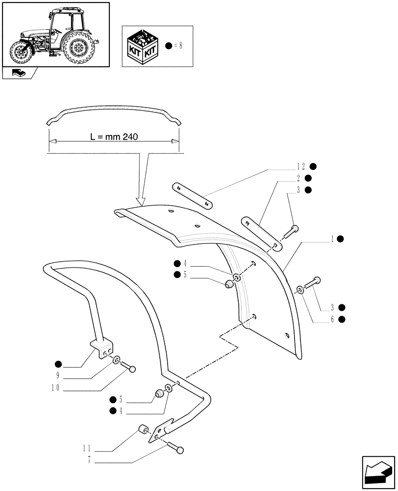 Схема запчастей Case IH FARMALL 85C - (1.43.0) - 2WD FRONT MUDGUARDS (VAR.330863) (04) - FRONT AXLE & STEERING